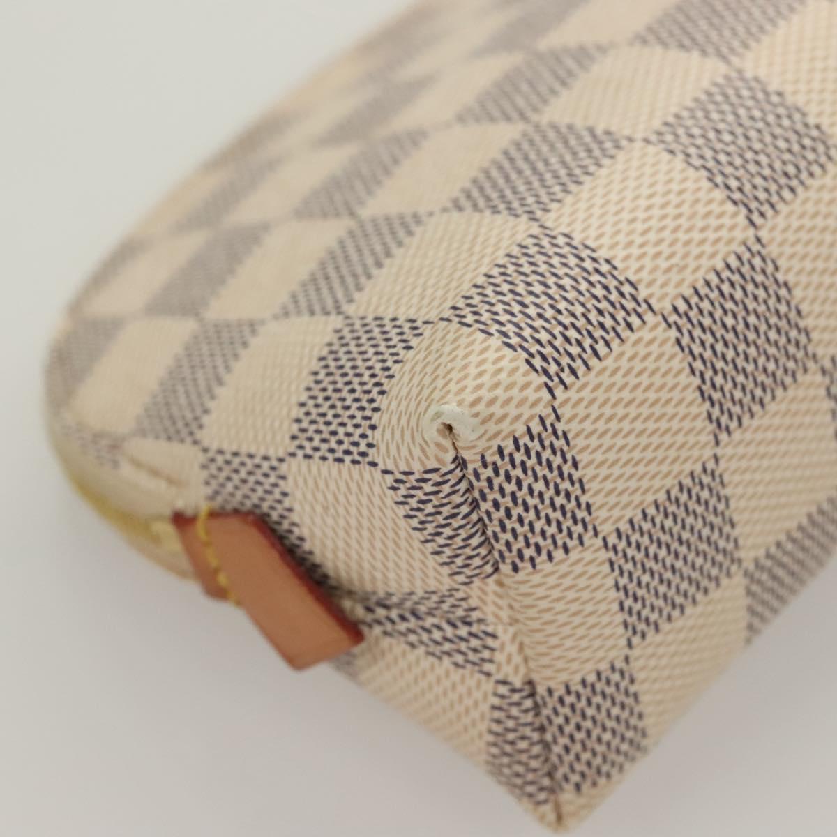 LOUIS VUITTON Damier Azur Pochette Cosmetic PM Pouch N60024 LV Auth BA3528