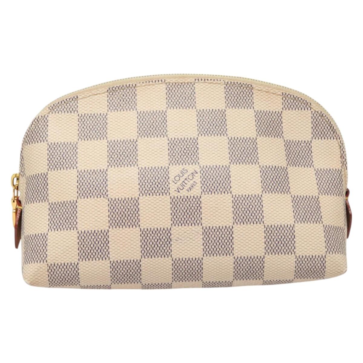 LOUIS VUITTON Damier Azur Pochette Cosmetic PM Pouch N60024 LV Auth BA3528