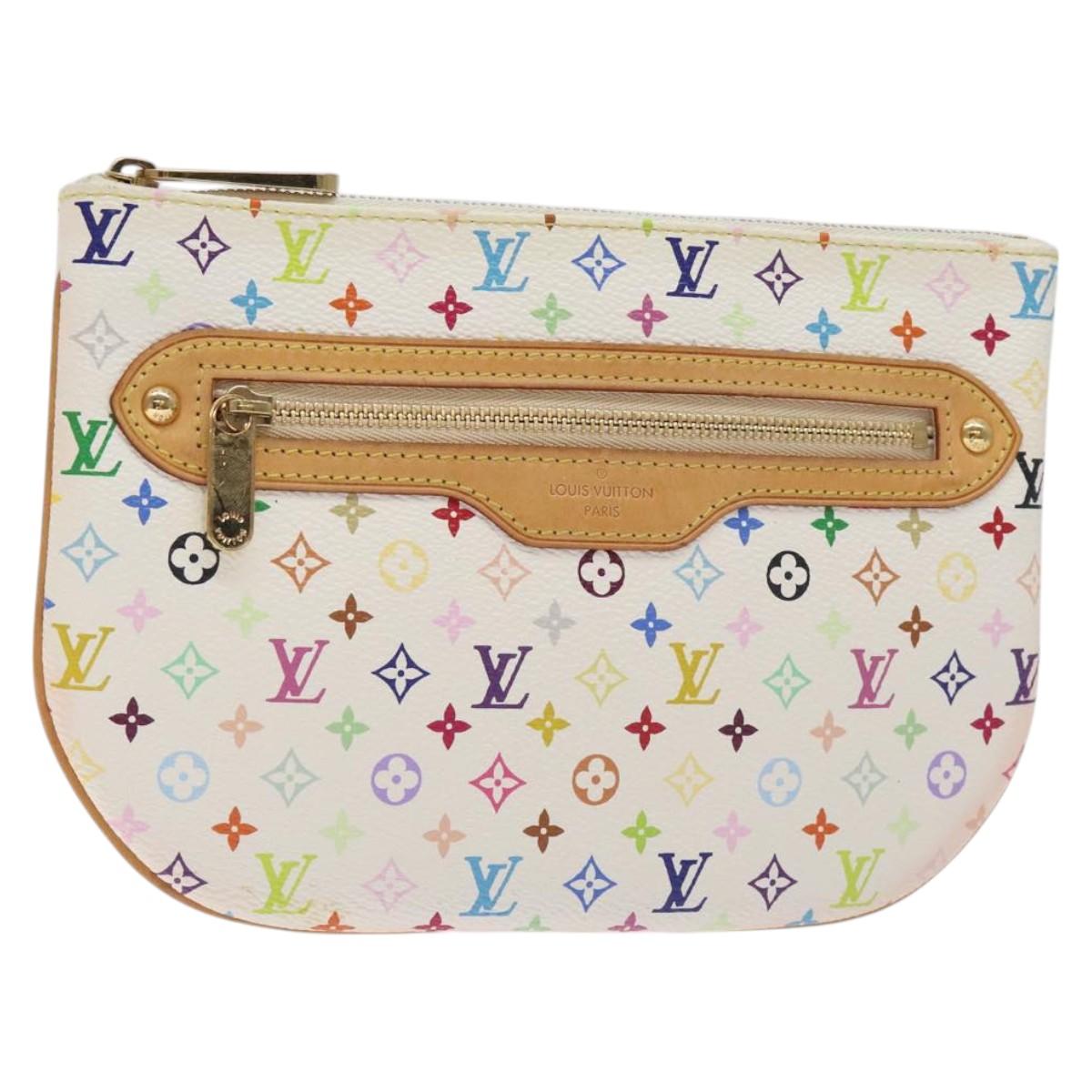 LOUIS VUITTON Monogram Multicolor Pochette GM Pouch White M60027 Auth BA3532V