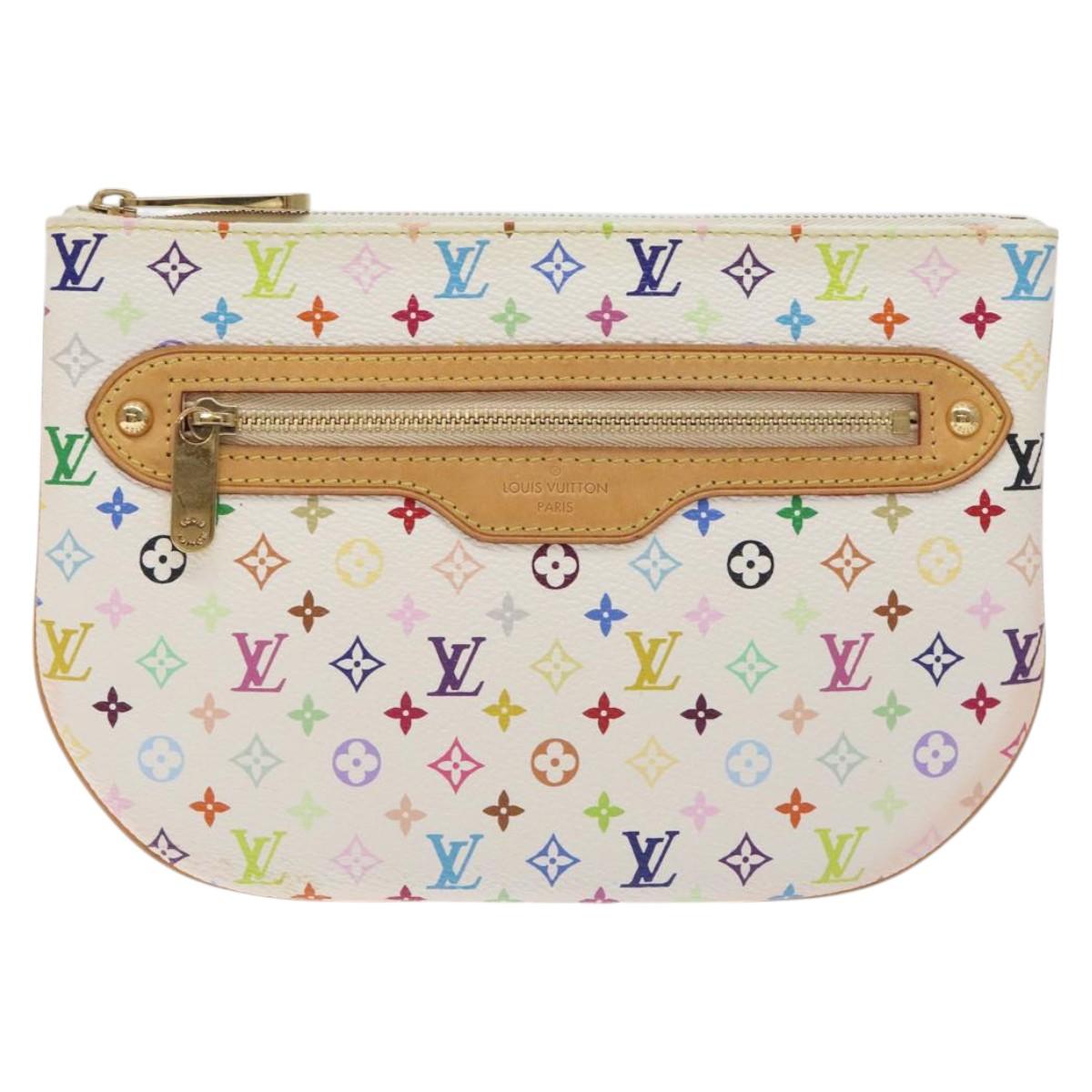 LOUIS VUITTON Monogram Multicolor Pochette GM Pouch White M60027 Auth BA3532V