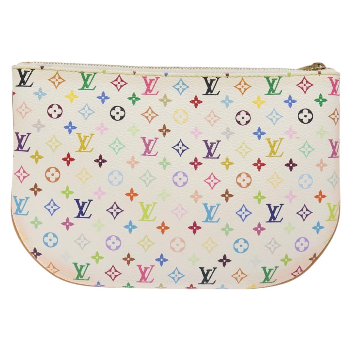LOUIS VUITTON Monogram Multicolor Pochette GM Pouch White M60027 Auth BA3532V