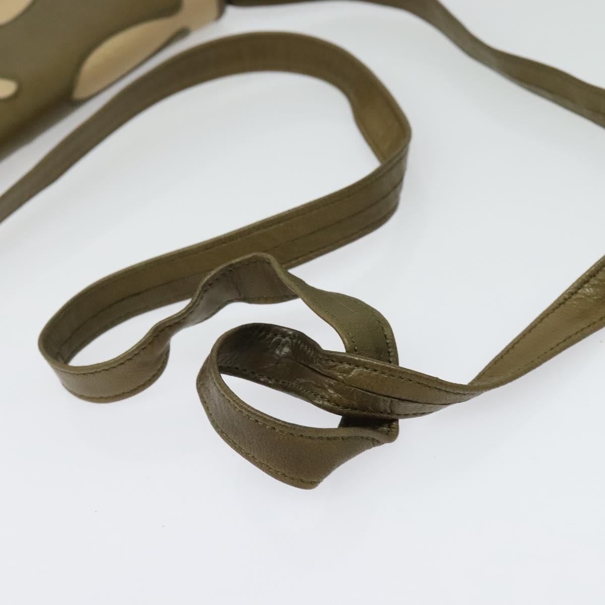 SAINT LAURENT Shoulder Bag Canvas Leather Khaki Auth BA3537