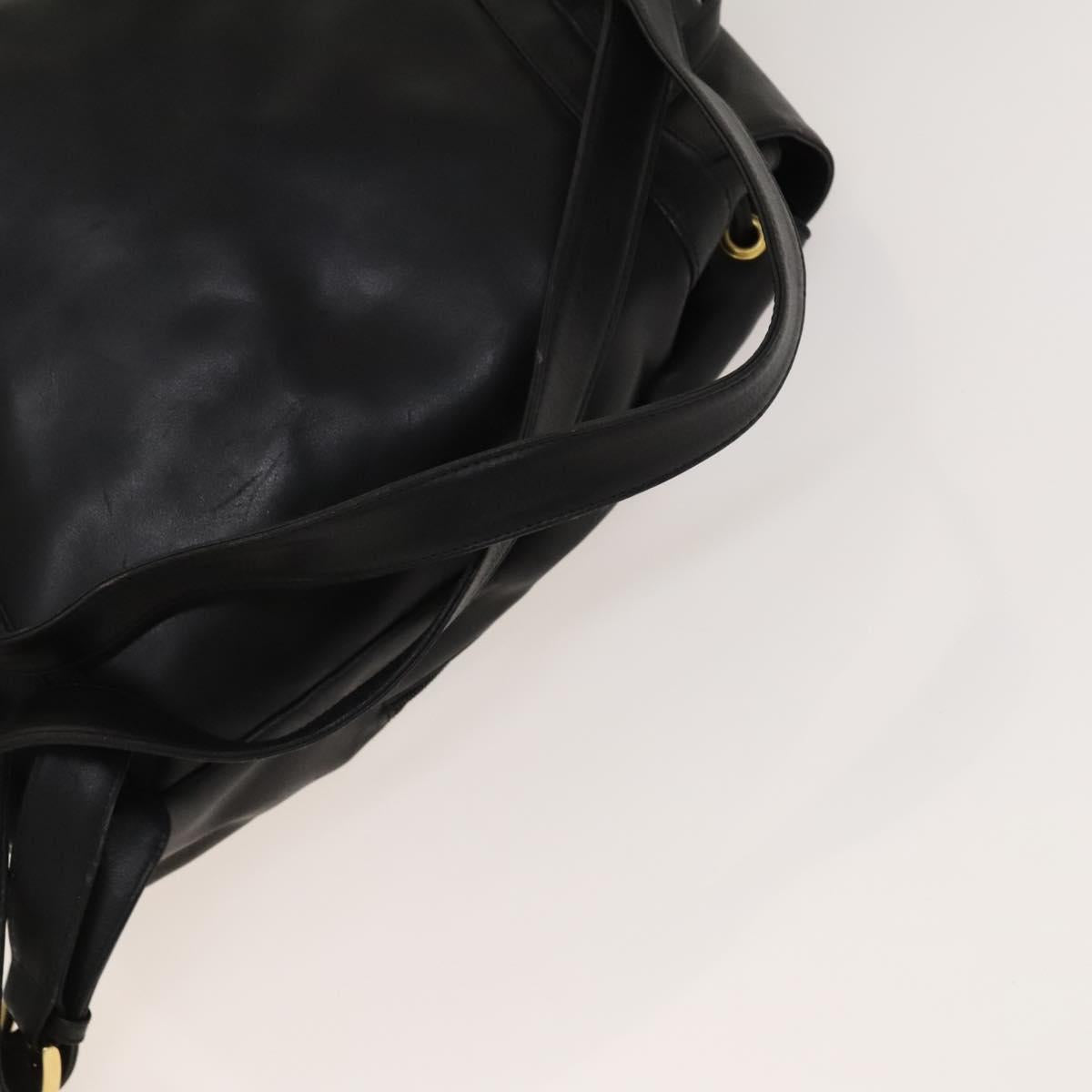 Gianni Versace Backpack Leather Black Gold Auth BA3548