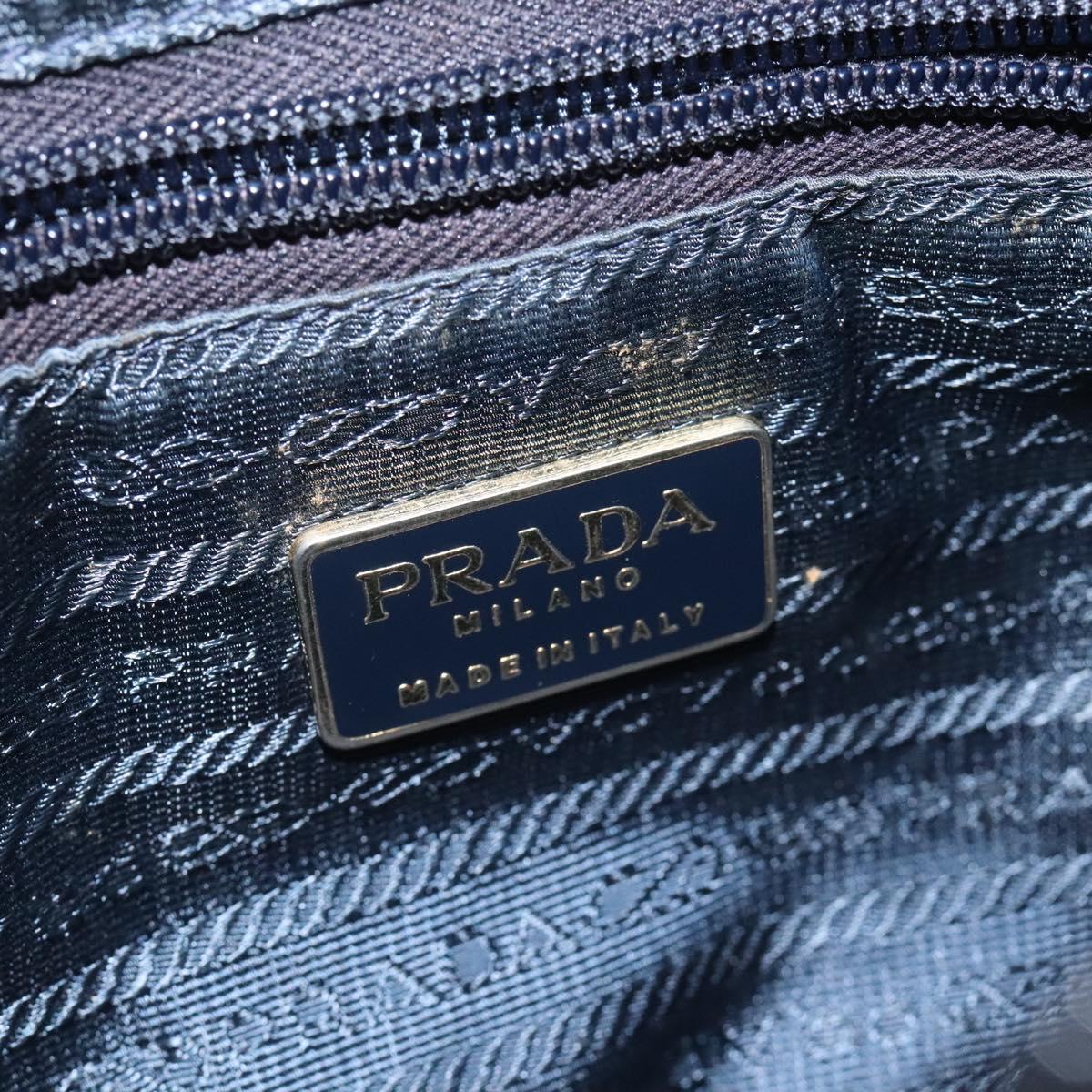 PRADA Hand Bag Nylon Navy Gold Auth BA355