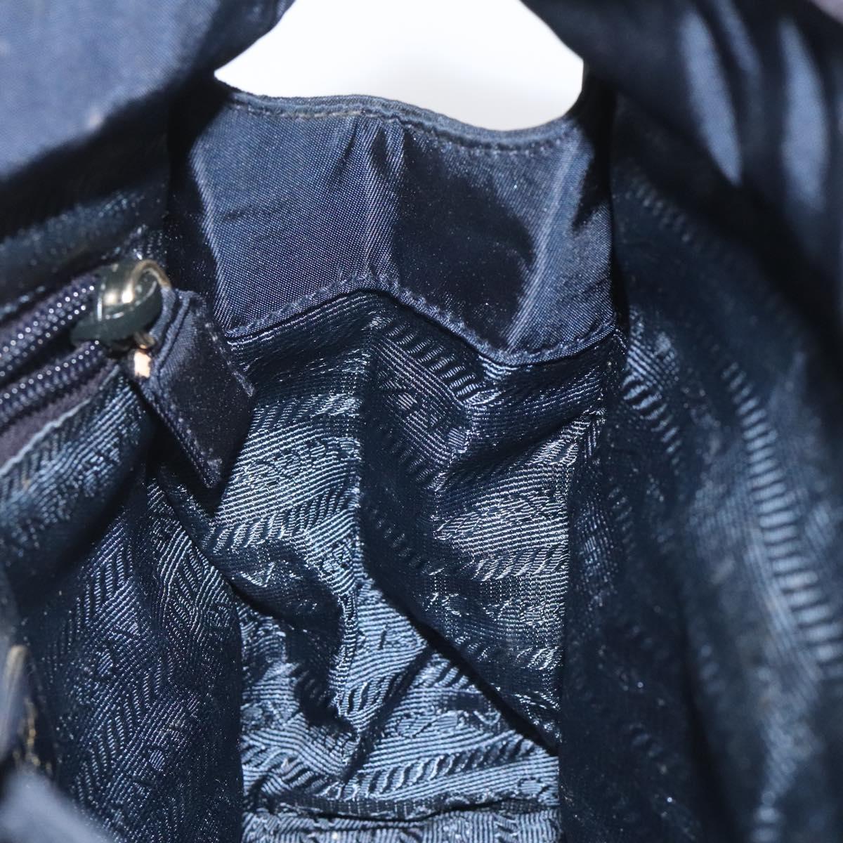 PRADA Hand Bag Nylon Navy Gold Auth BA355