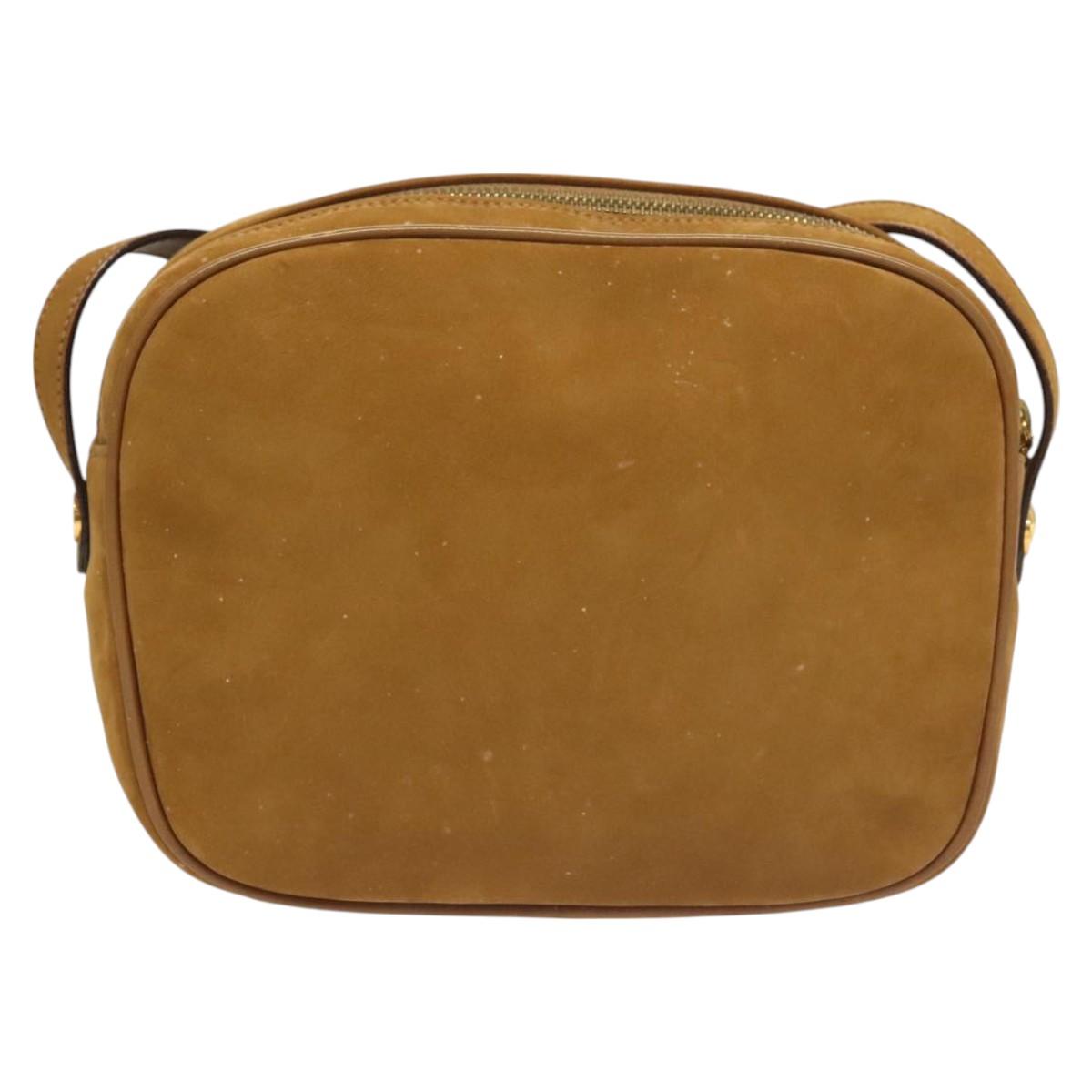 Salvatore Ferragamo Shoulder Bag Suede Brown Gold Auth BA3556