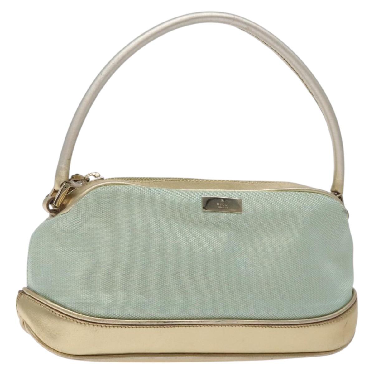 GUCCI Hand Bag Canvas Leather Light Blue 039 1133 Auth BA3579