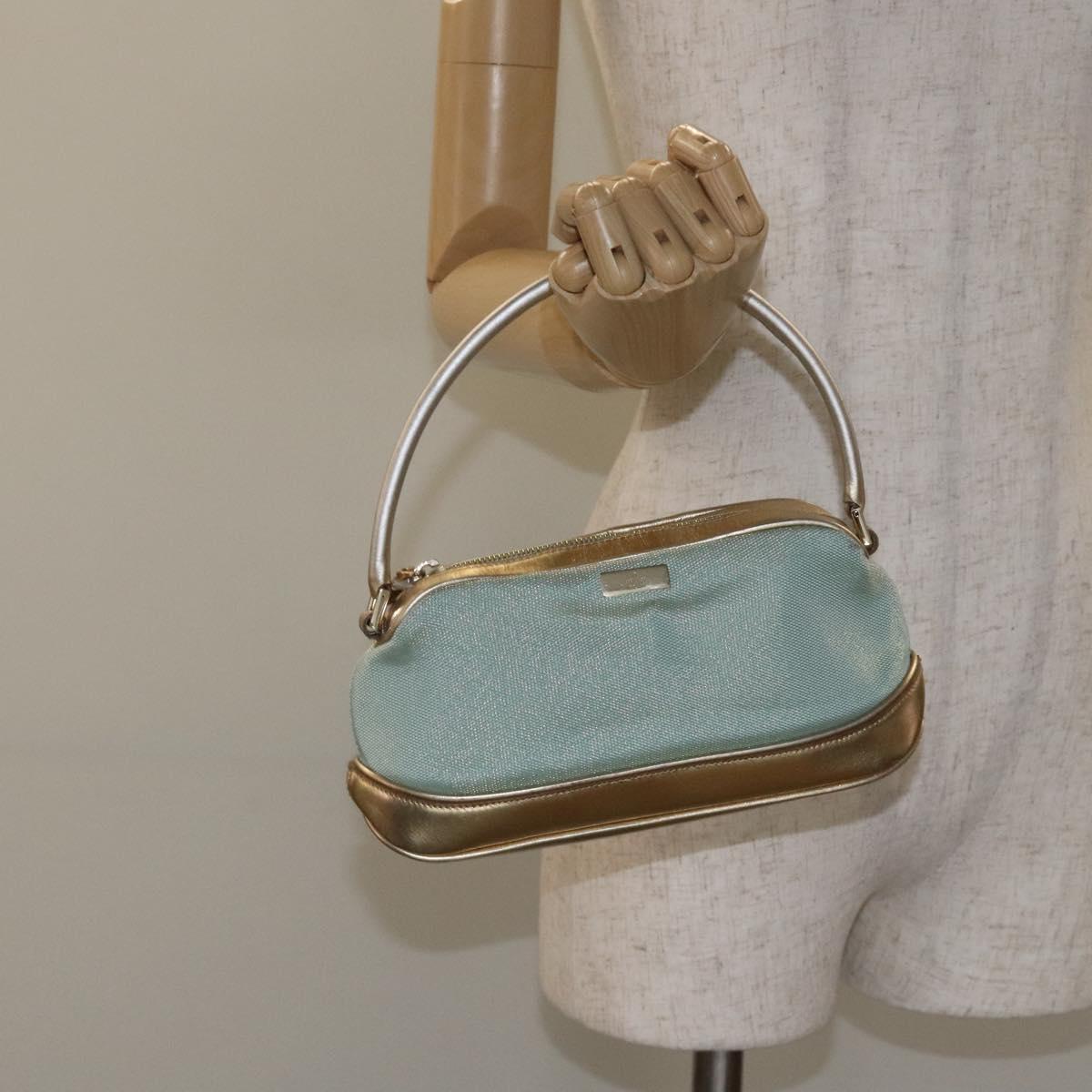GUCCI Hand Bag Canvas Leather Light Blue 039 1133 Auth BA3579