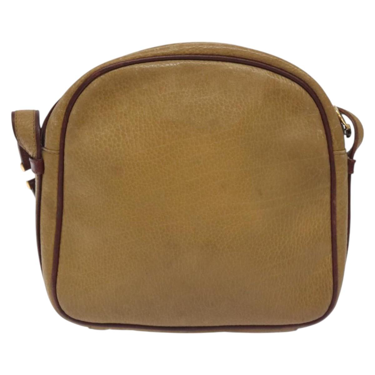 CARTIER Must Line Shoulder Bag Leather Brown Gold Auth BA3580