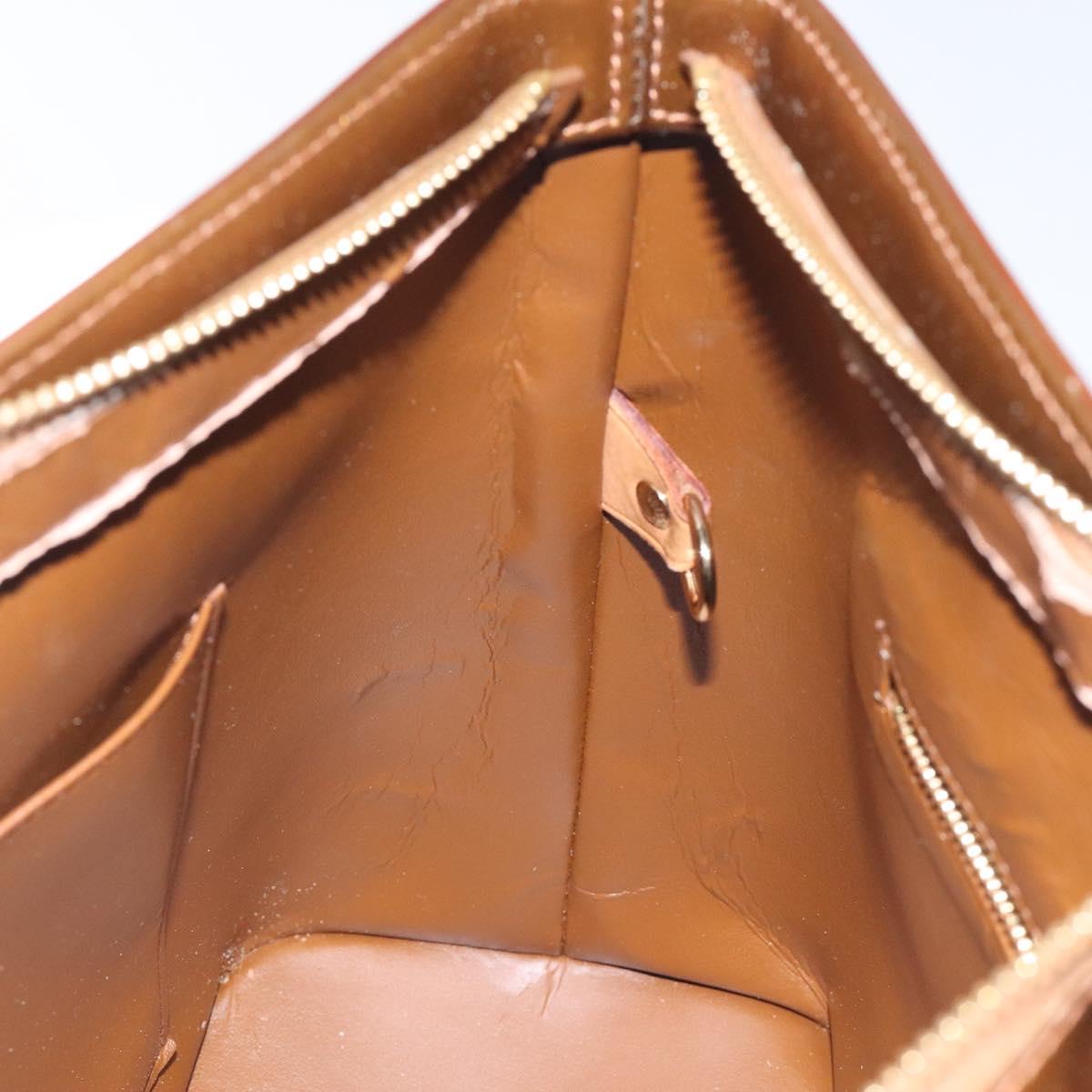 LOUIS VUITTON Monogram Vernis Houston Hand Bag Bronze M91122 LV Auth BA3582