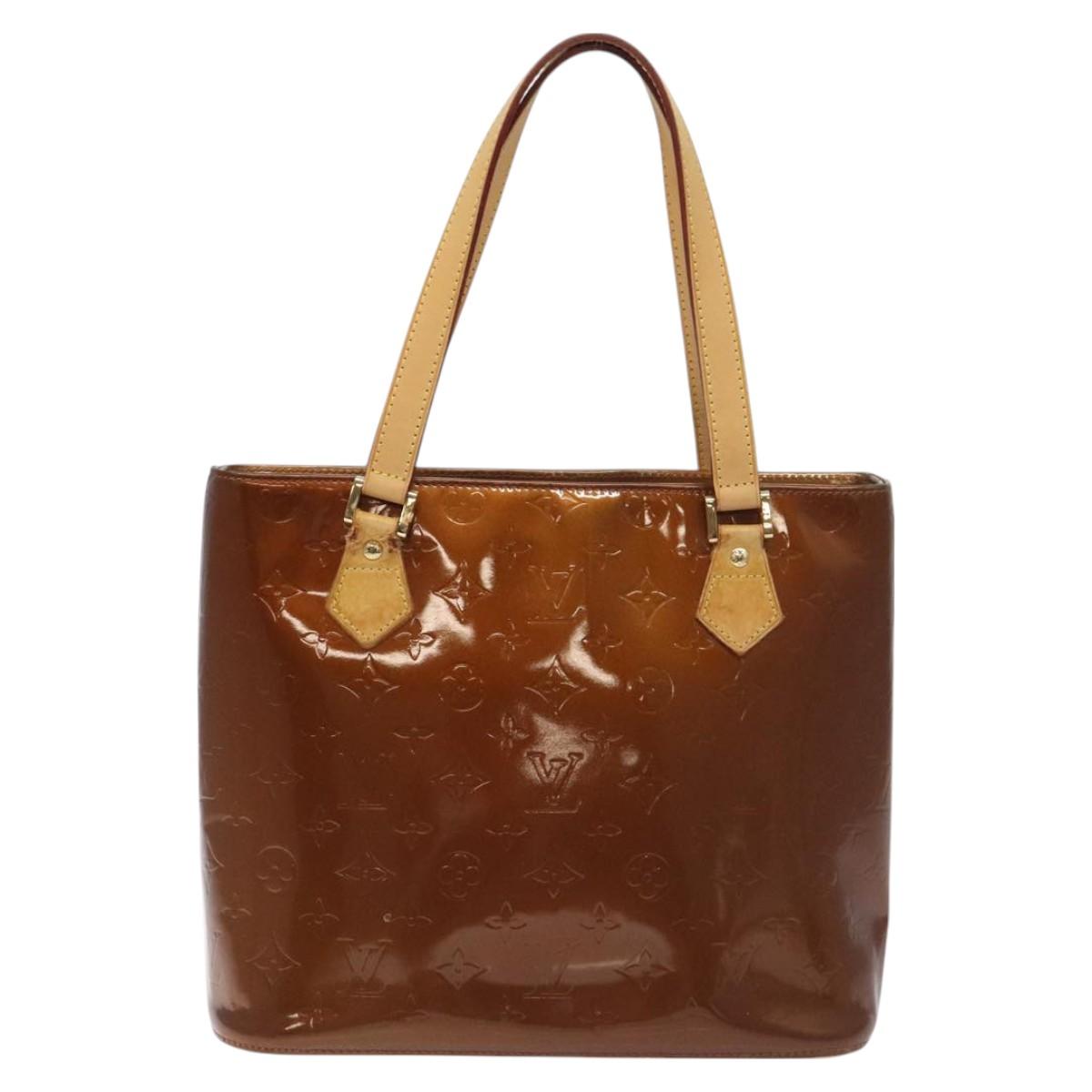 LOUIS VUITTON Monogram Vernis Houston Hand Bag Bronze M91122 LV Auth BA3582
