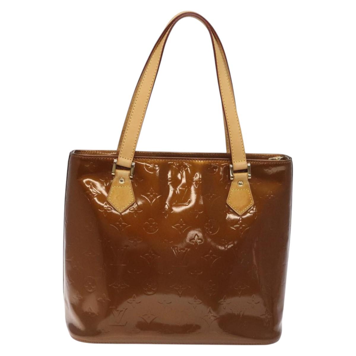 LOUIS VUITTON Monogram Vernis Houston Hand Bag Bronze M91122 LV Auth BA3582