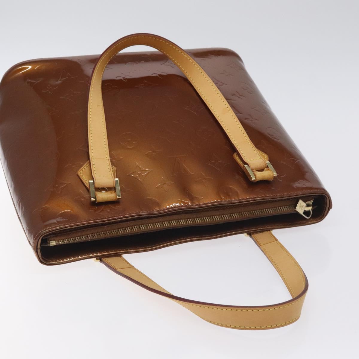 LOUIS VUITTON Monogram Vernis Houston Hand Bag Bronze M91122 LV Auth BA3582