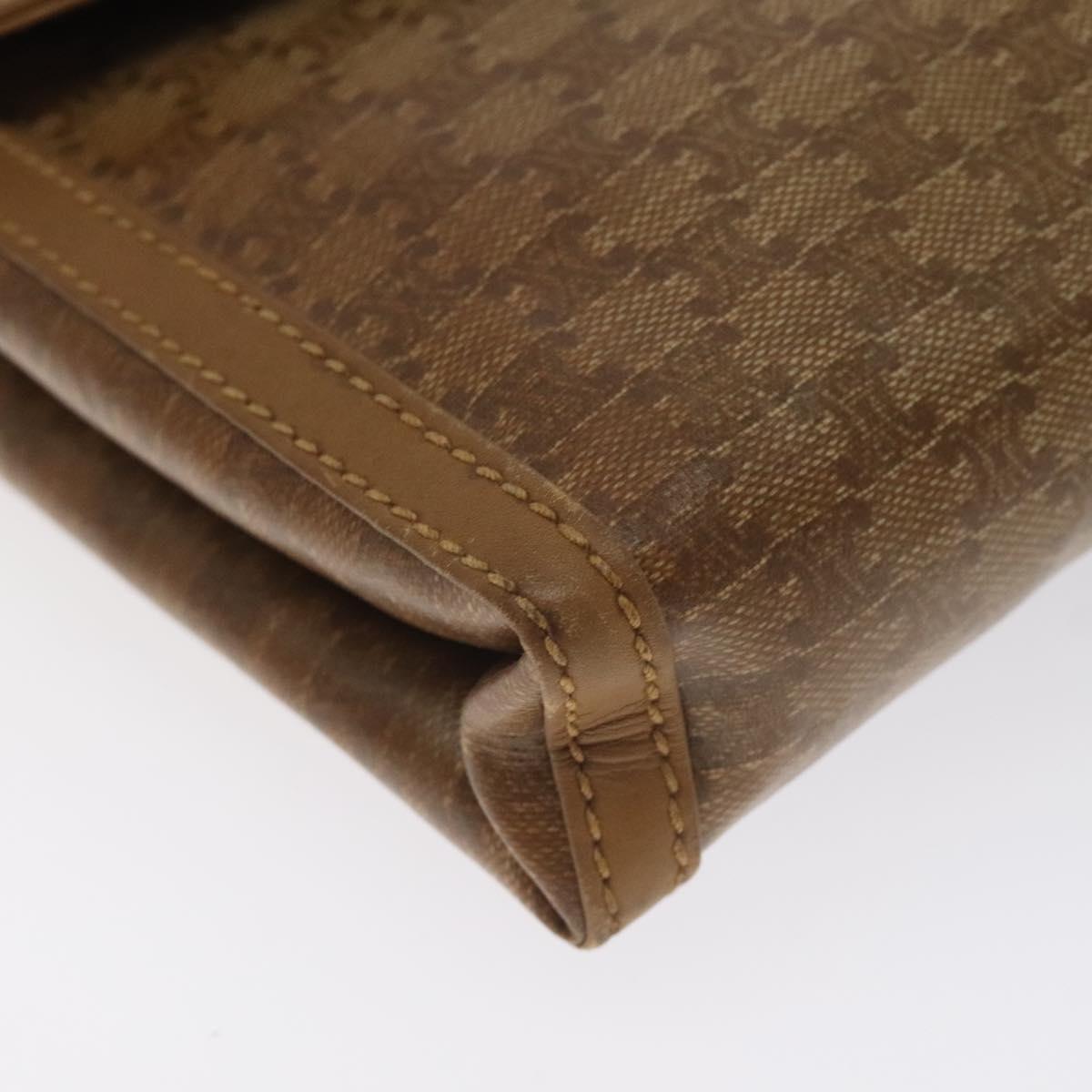 CELINE Macadam Canvas Shoulder Bag Brown Gold Auth BA3592