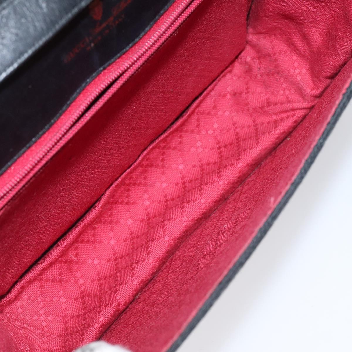 GUCCI GG Canvas Web Sherry Line Shoulder Bag Black Gold Red Auth BA3596
