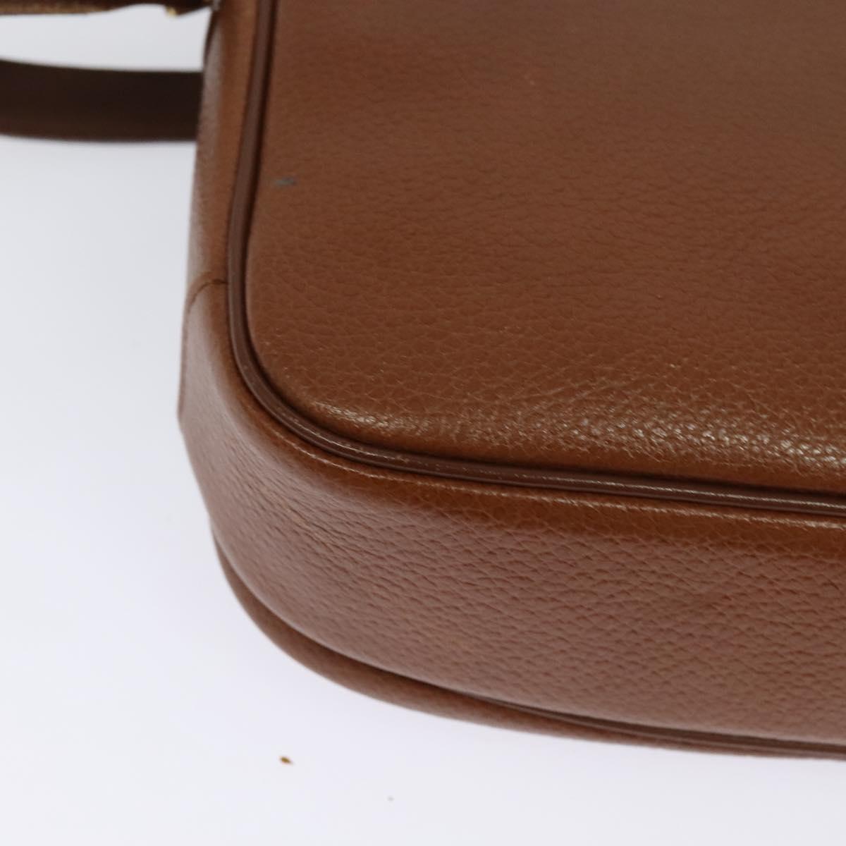Burberrys Shoulder Bag Leather Brown Gold Auth BA3605