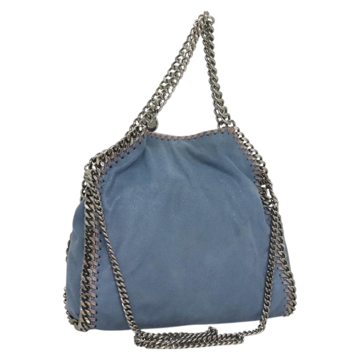 Stella MacCartney Falabella Chain Bag Suede 2way Light Blue Silver Auth BA3617
