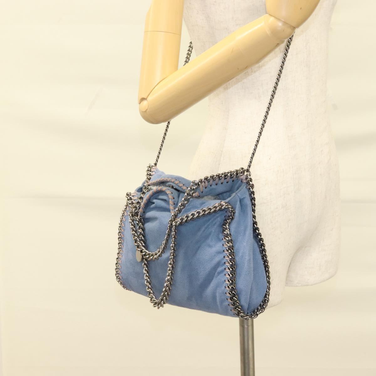 Stella MacCartney Falabella Chain Bag Suede 2way Light Blue Silver Auth BA3617