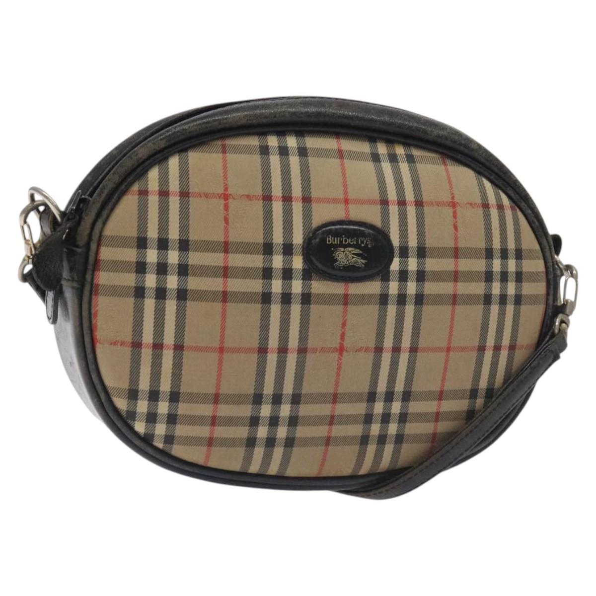 Burberrys Nova Check Shoulder Bag Canvas Beige Auth BA3623