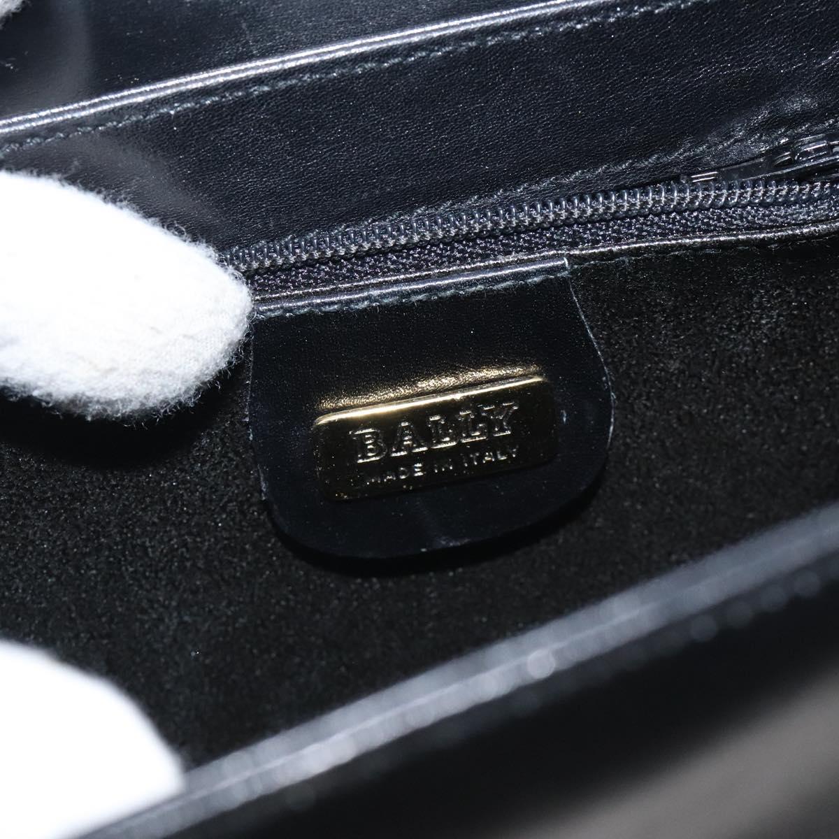 BALLY Chain Shoulder Bag Leather Black Gold Auth BA3624