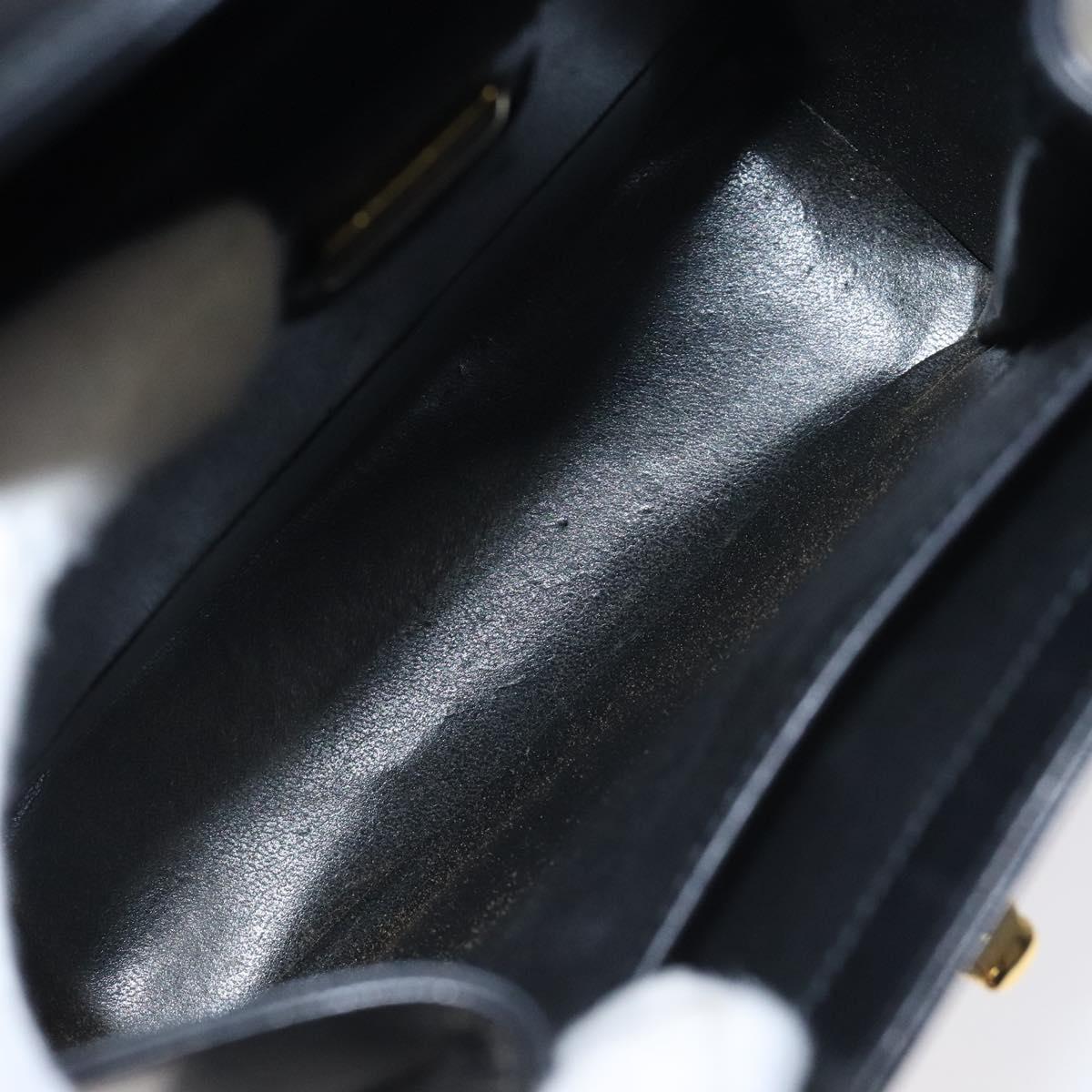 BALLY Chain Shoulder Bag Leather Black Gold Auth BA3624