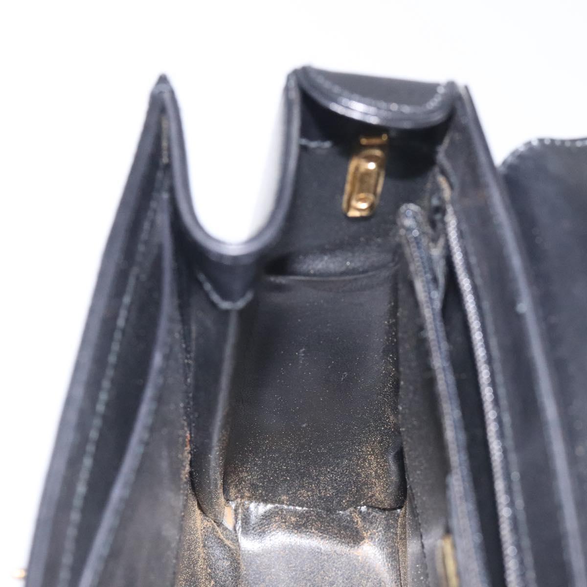 BALLY Chain Shoulder Bag Leather Black Gold Auth BA3624