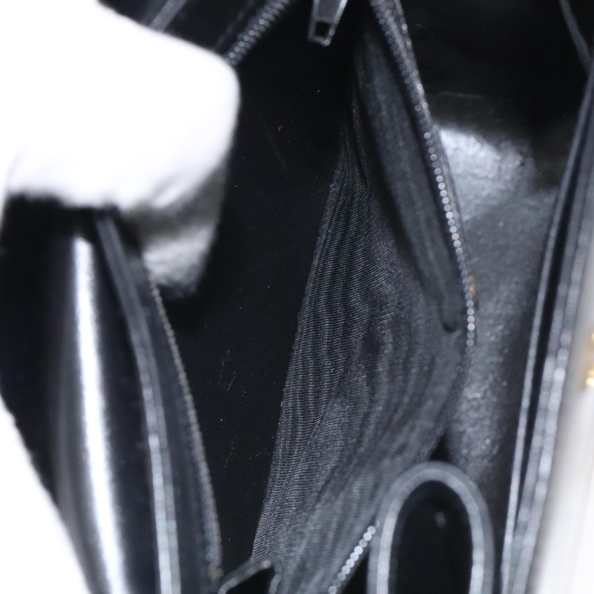 BALLY Chain Shoulder Bag Leather Black Gold Auth BA3624