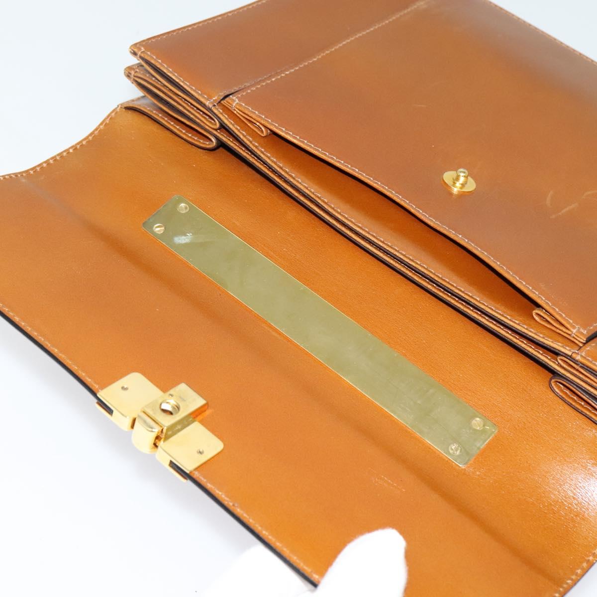 BALLY Hand Bag Leather 2way Brown Gold Auth BA3625