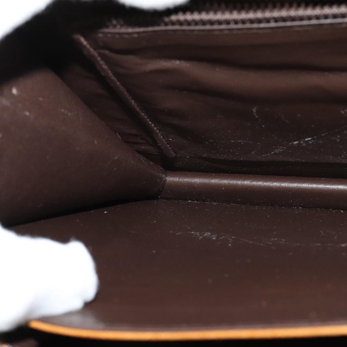 BALLY Hand Bag Leather 2way Brown Gold Auth BA3625