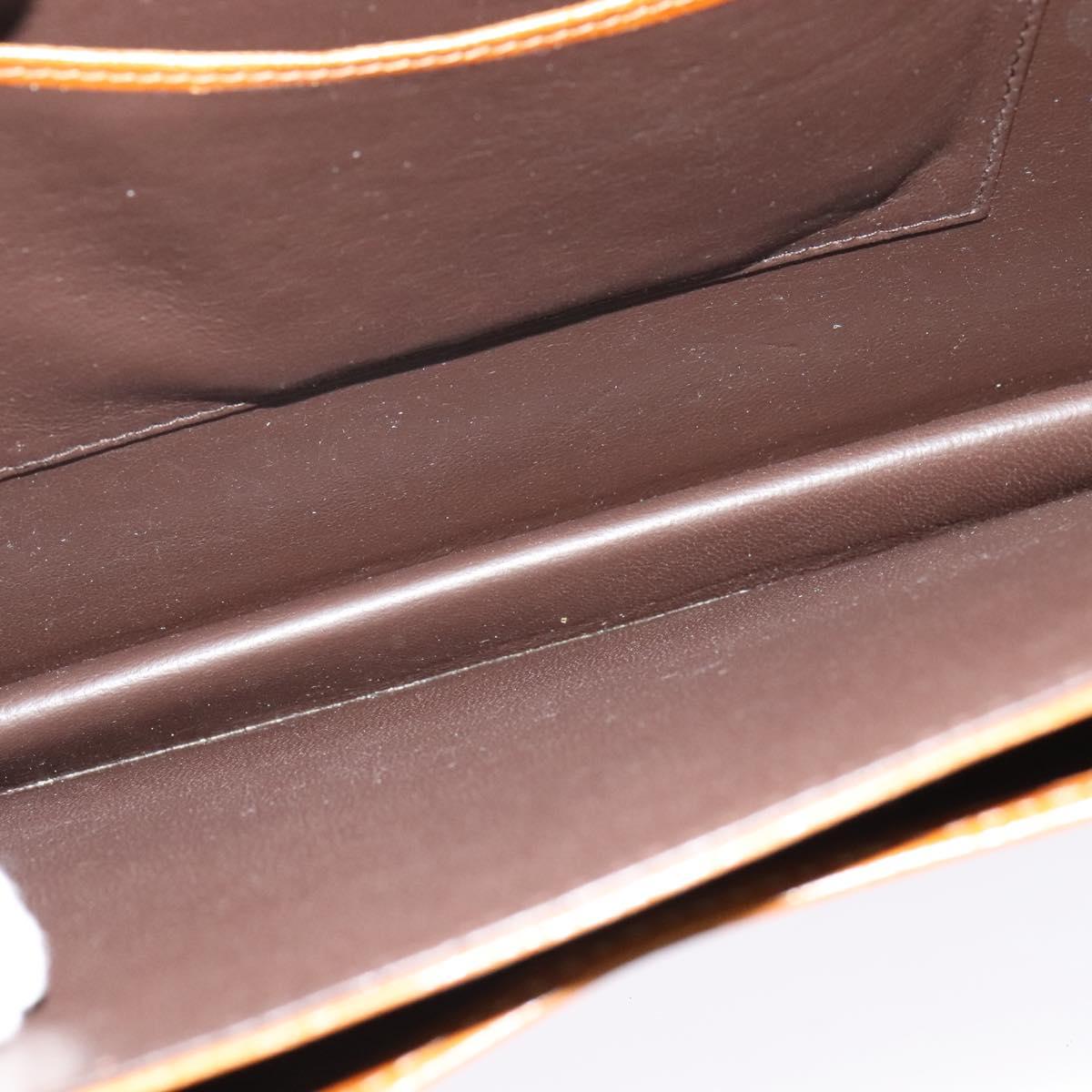 BALLY Hand Bag Leather 2way Brown Gold Auth BA3625