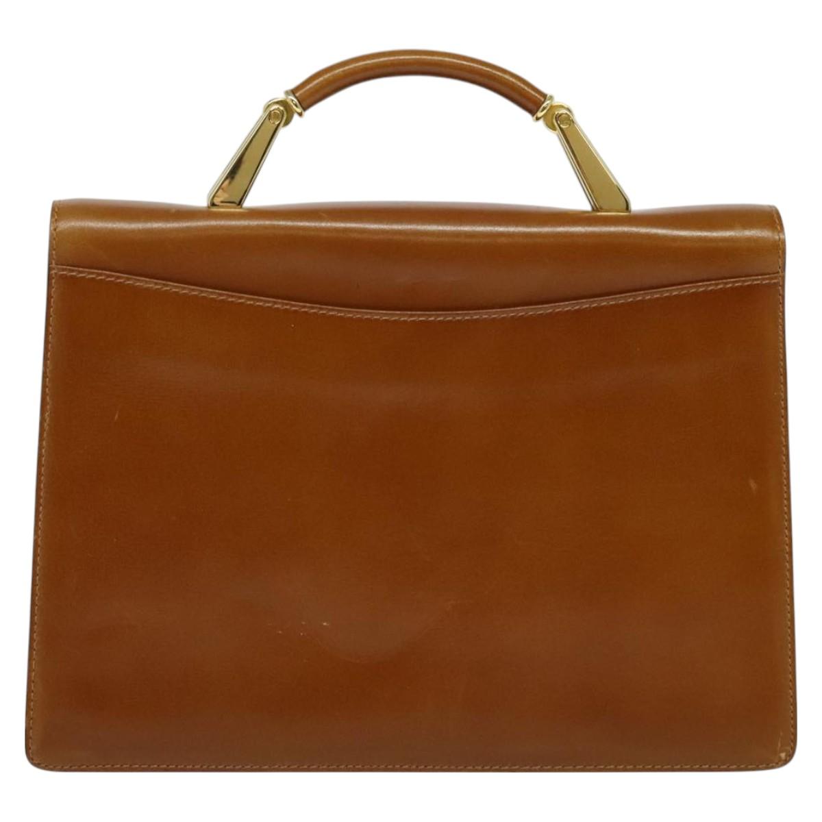 BALLY Hand Bag Leather 2way Brown Gold Auth BA3625