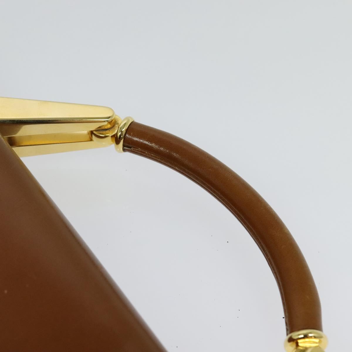 BALLY Hand Bag Leather 2way Brown Gold Auth BA3625
