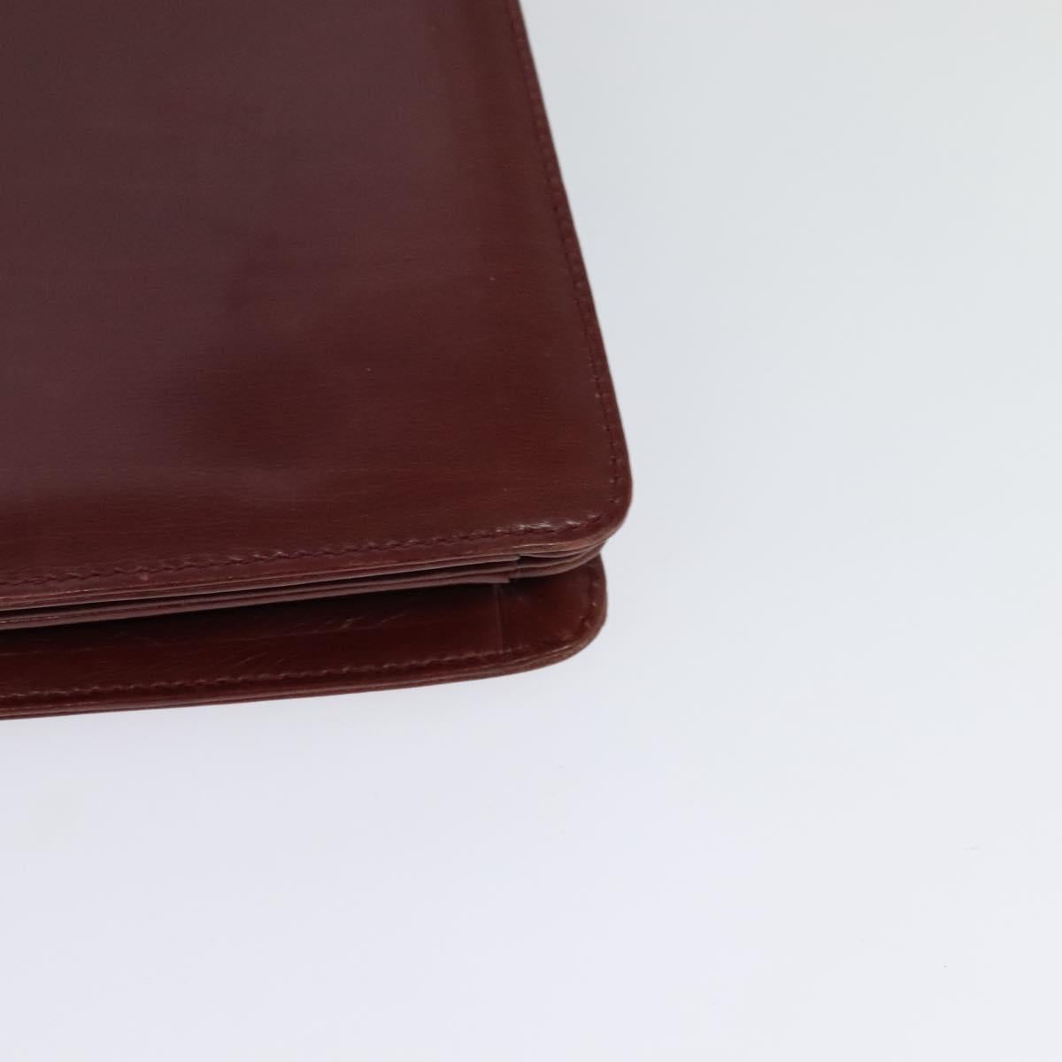 BALLY Shoulder Bag Leather Bordeaux Gold Auth BA3626