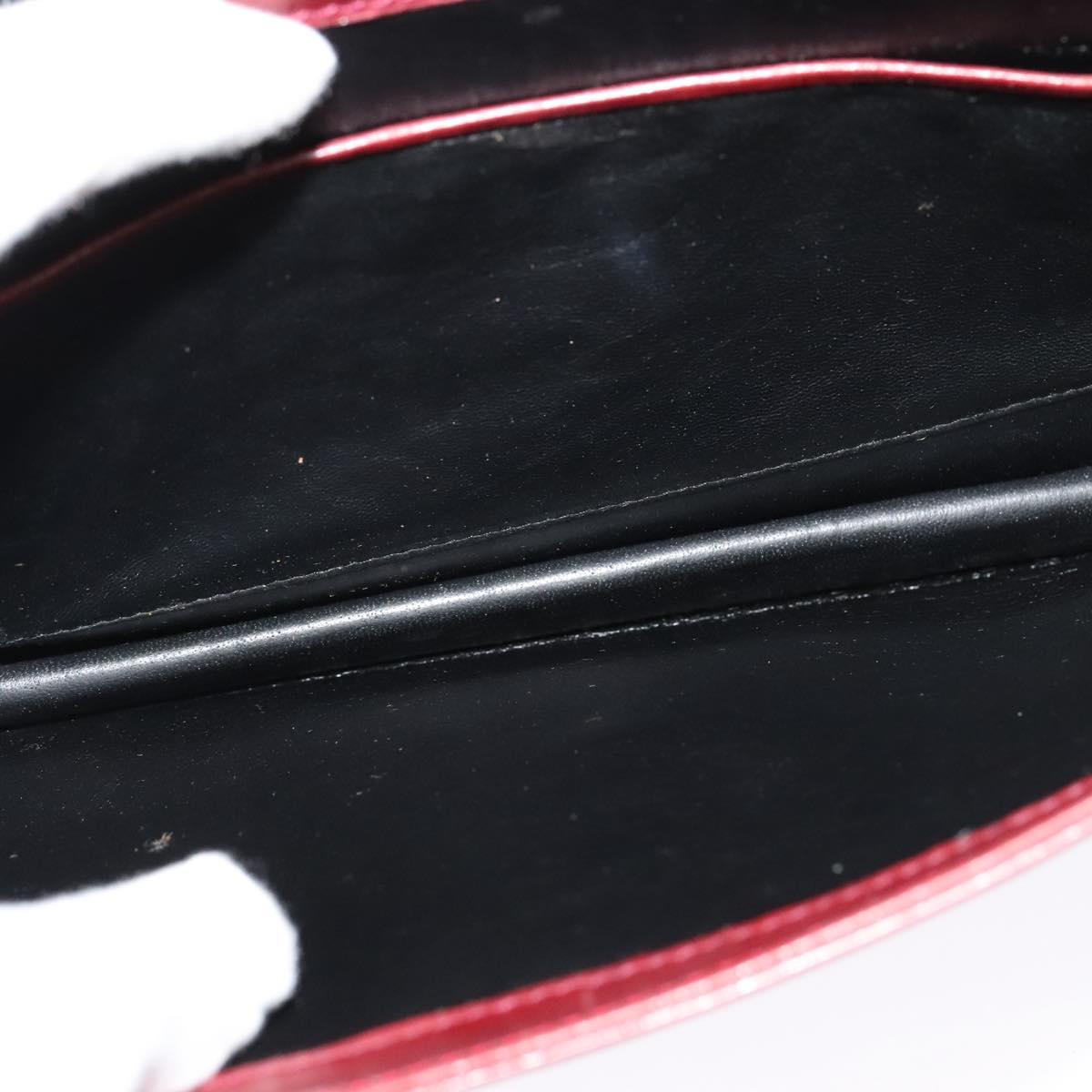 BALLY Shoulder Bag Leather Bordeaux Gold Auth BA3626