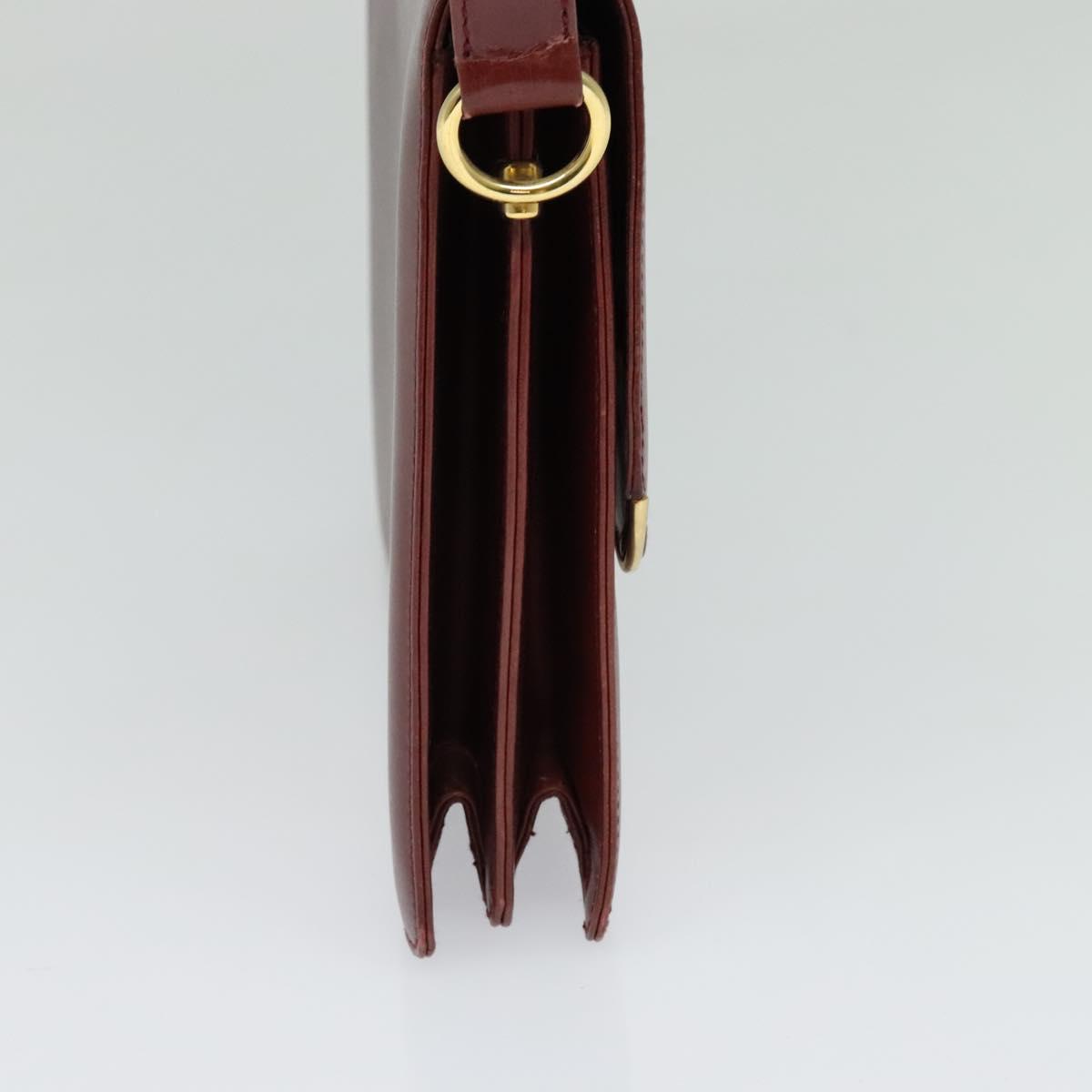 BALLY Shoulder Bag Leather Bordeaux Gold Auth BA3626