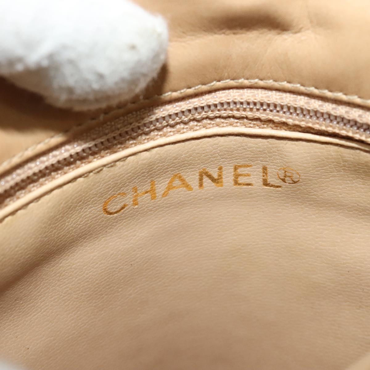CHANEL Matelasse Chain Shoulder Bag Lamb Skin Beige Gold CC Auth BA3639