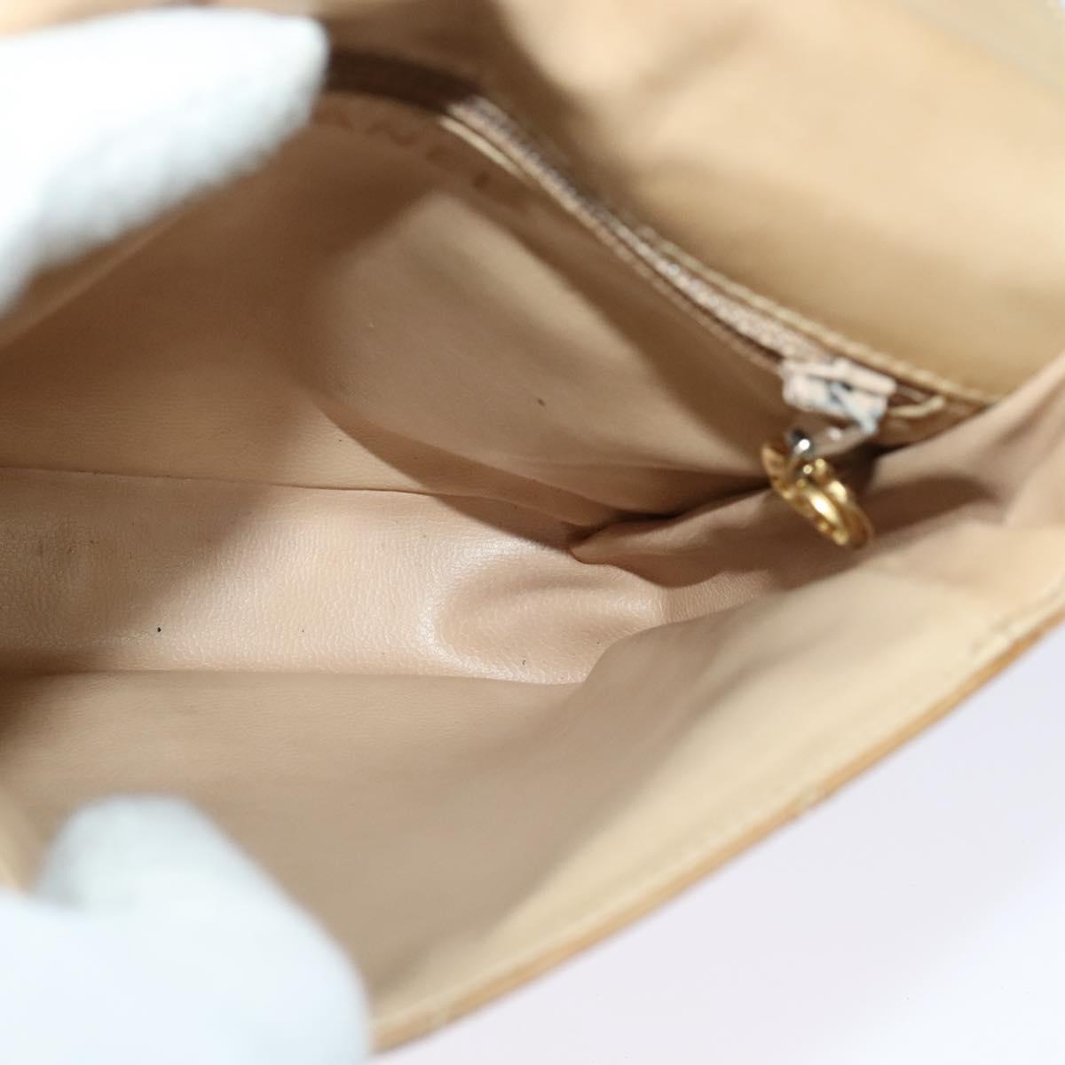 CHANEL Matelasse Chain Shoulder Bag Lamb Skin Beige Gold CC Auth BA3639