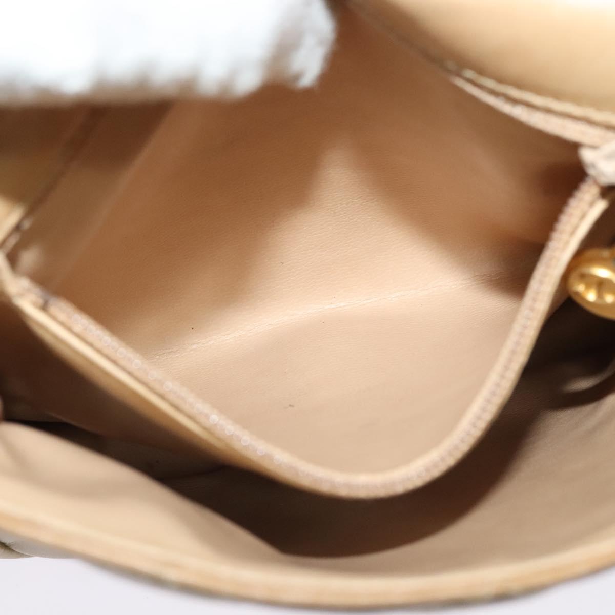 CHANEL Matelasse Chain Shoulder Bag Lamb Skin Beige Gold CC Auth BA3639
