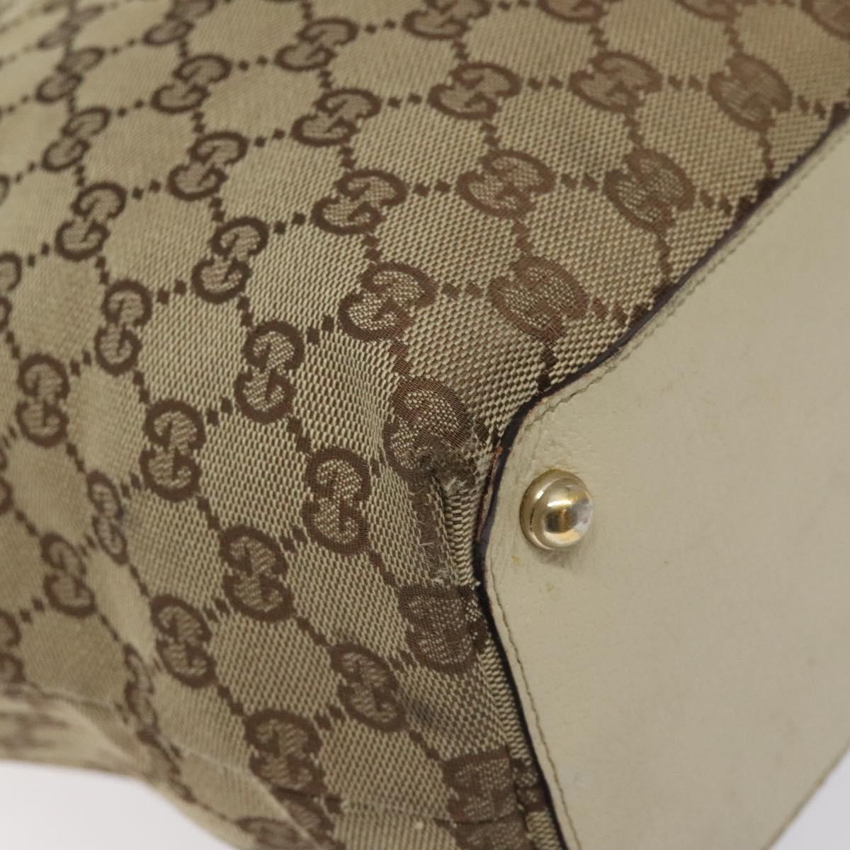 GUCCI GG Canvas Tote Bag Beige Gold 120836 Auth BA3640