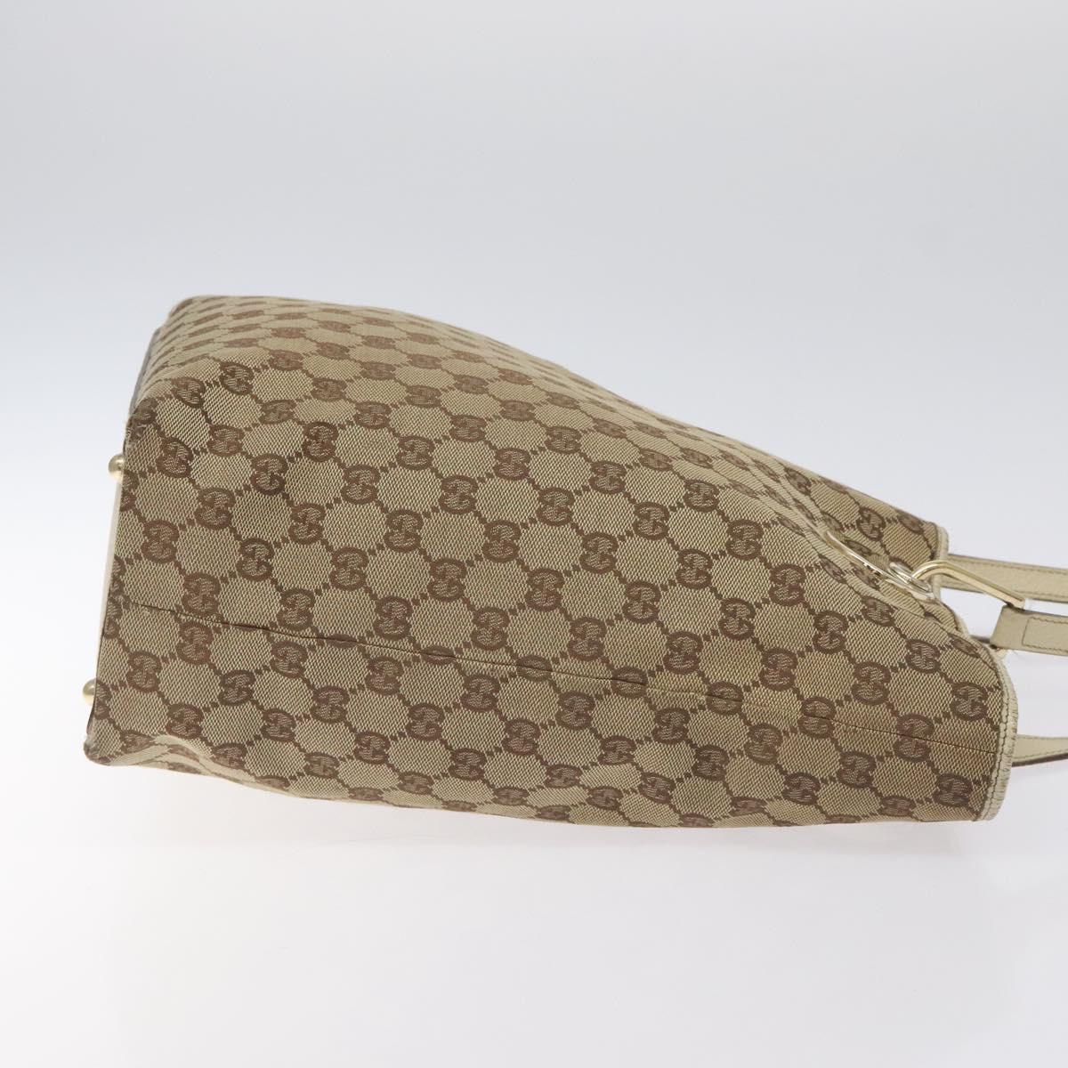 GUCCI GG Canvas Tote Bag Beige Gold 120836 Auth BA3640