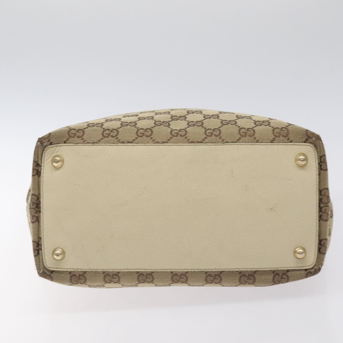 GUCCI GG Canvas Tote Bag Beige Gold 120836 Auth BA3640