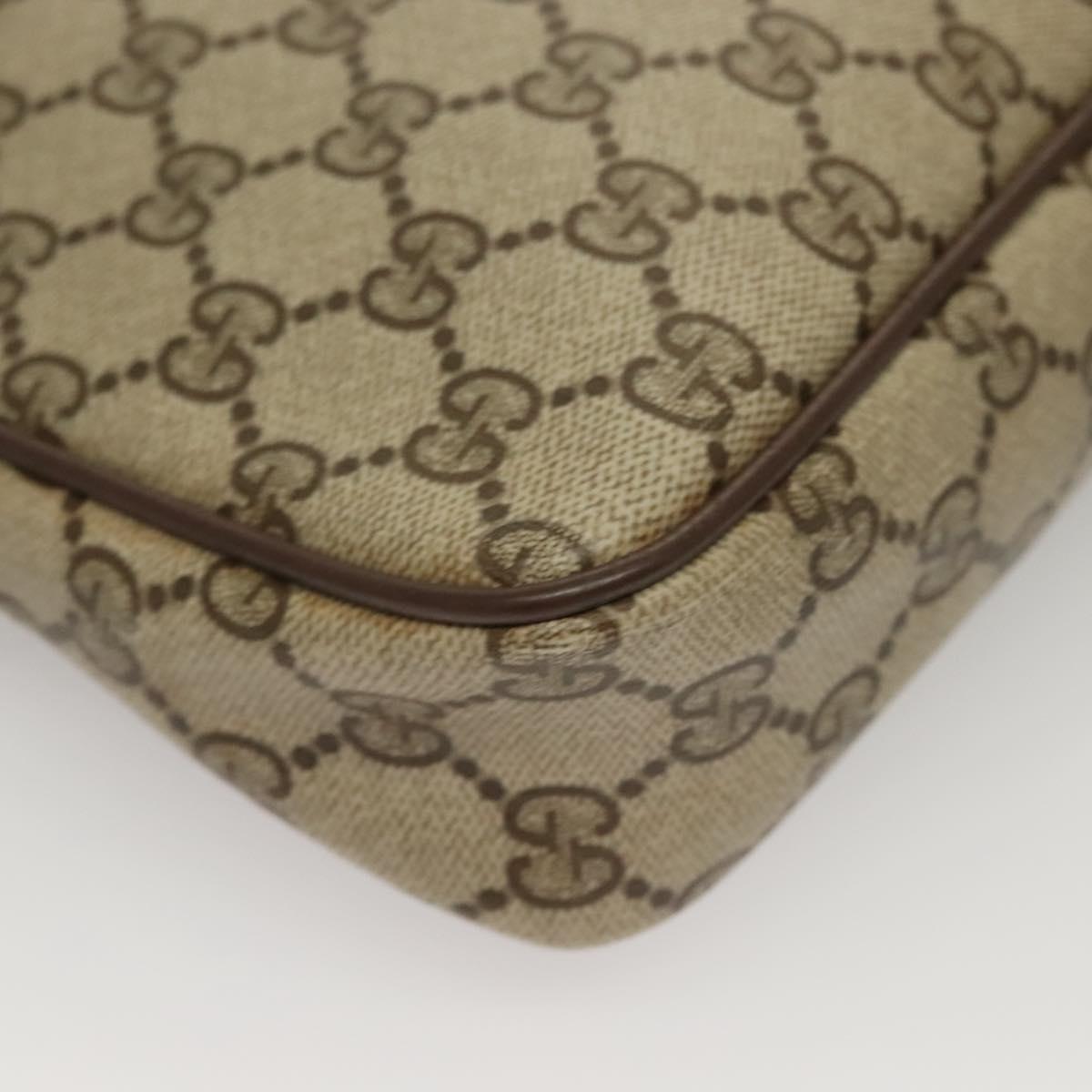 GUCCI GG Supreme Shoulder Bag PVC Beige Gold 97 02 068 Auth BA3641