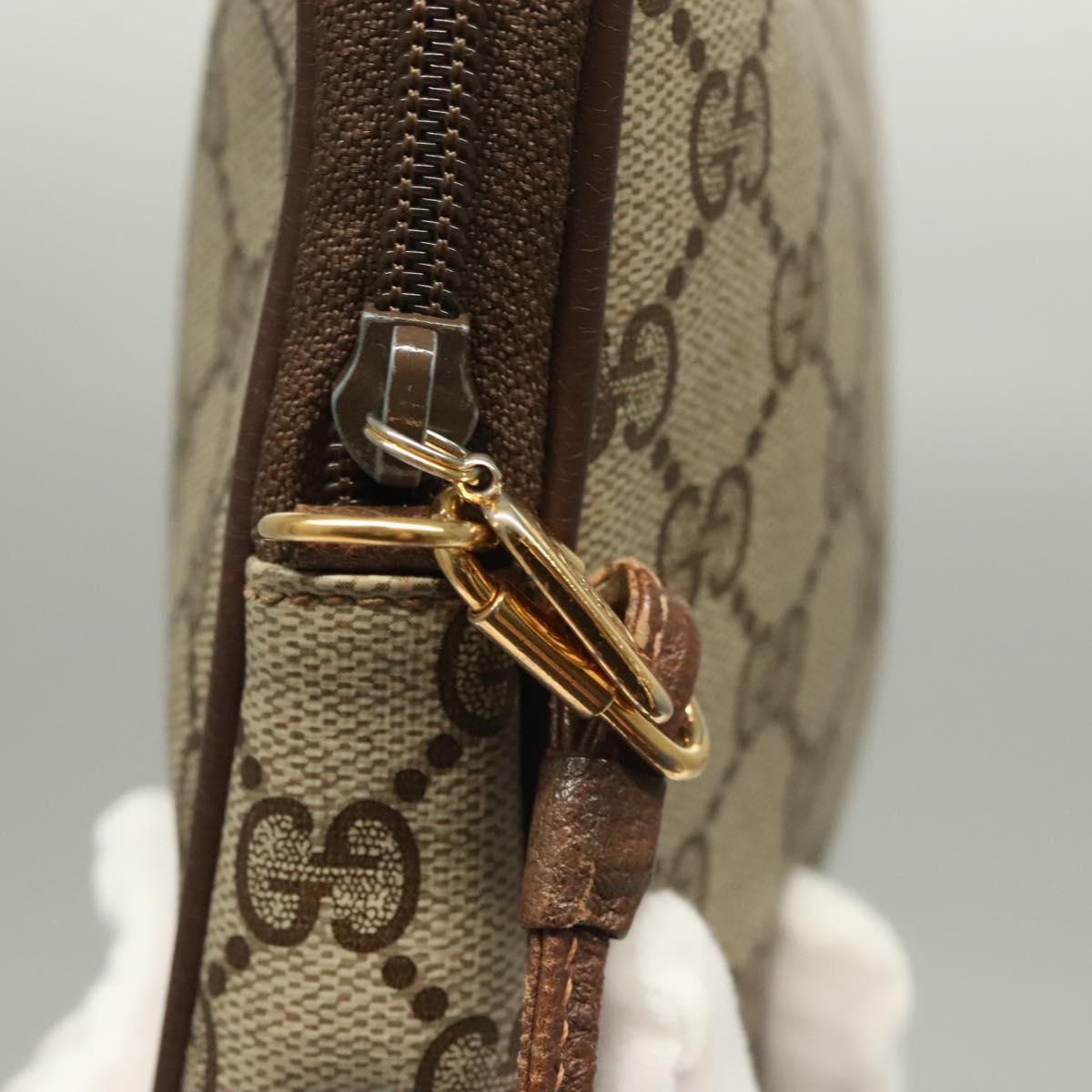 GUCCI GG Supreme Shoulder Bag PVC Beige Gold 97 02 068 Auth BA3641