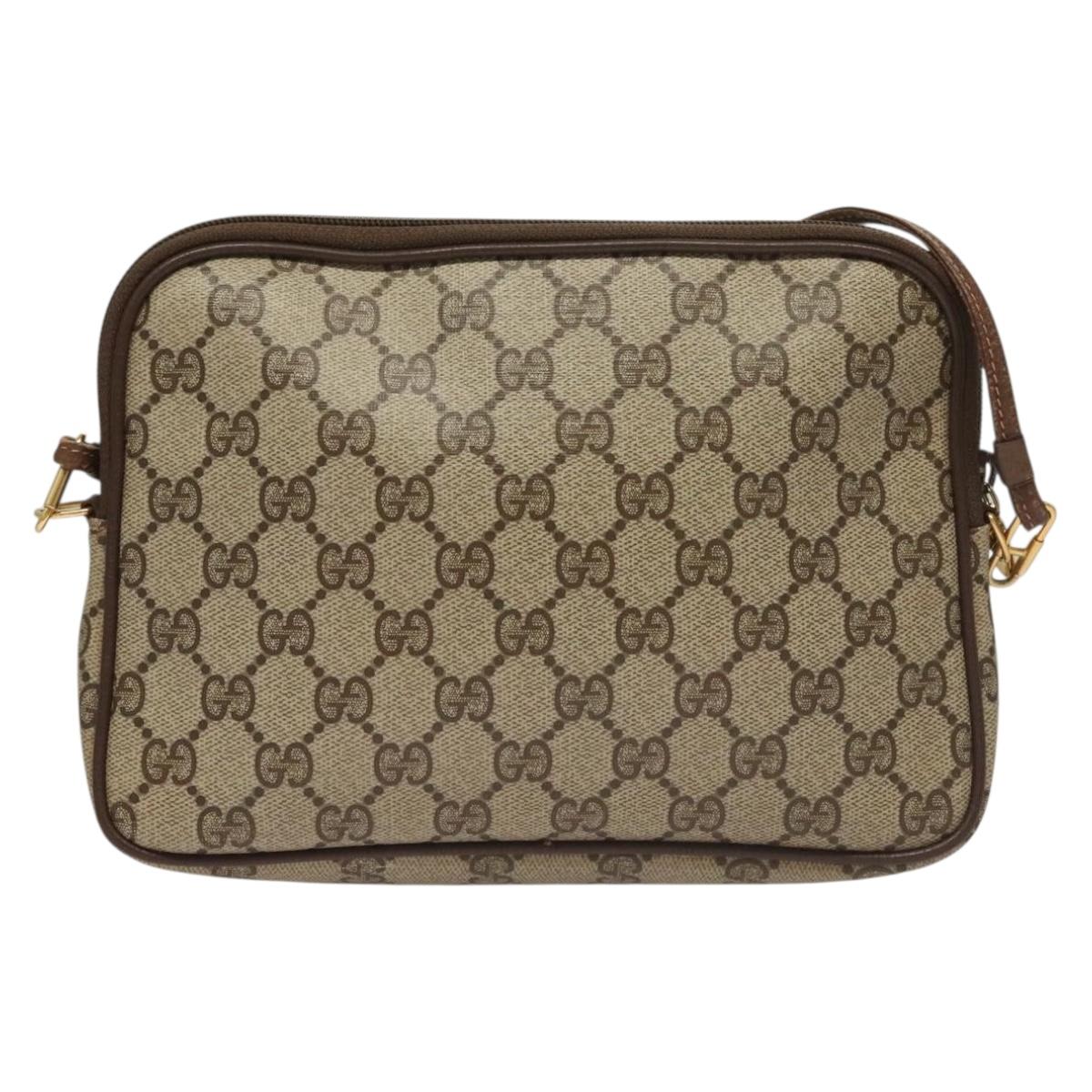 GUCCI GG Supreme Shoulder Bag PVC Beige Gold 97 02 068 Auth BA3641