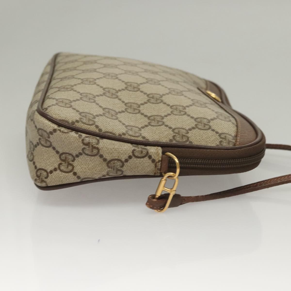 GUCCI GG Supreme Shoulder Bag PVC Beige Gold 97 02 068 Auth BA3641