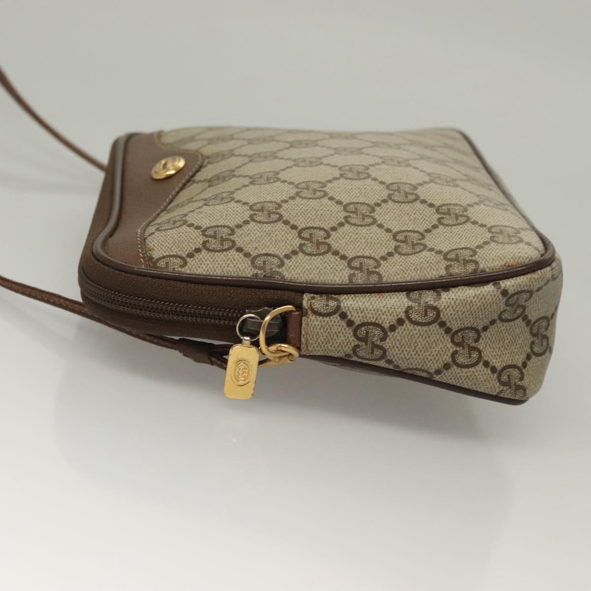 GUCCI GG Supreme Shoulder Bag PVC Beige Gold 97 02 068 Auth BA3641