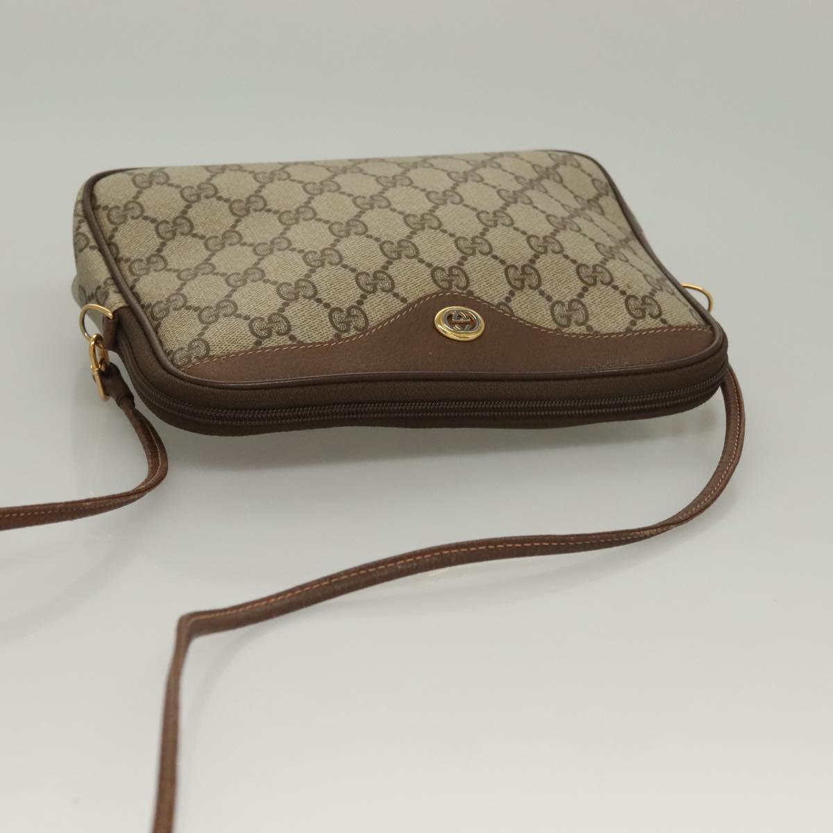 GUCCI GG Supreme Shoulder Bag PVC Beige Gold 97 02 068 Auth BA3641