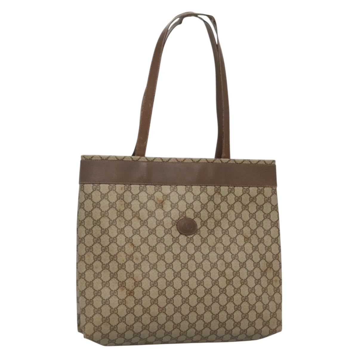 GUCCI GG Supreme Tote Bag PVC Beige 41 02 109 Auth BA3643