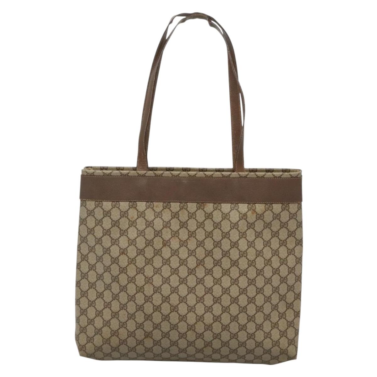 GUCCI GG Supreme Tote Bag PVC Beige 41 02 109 Auth BA3643