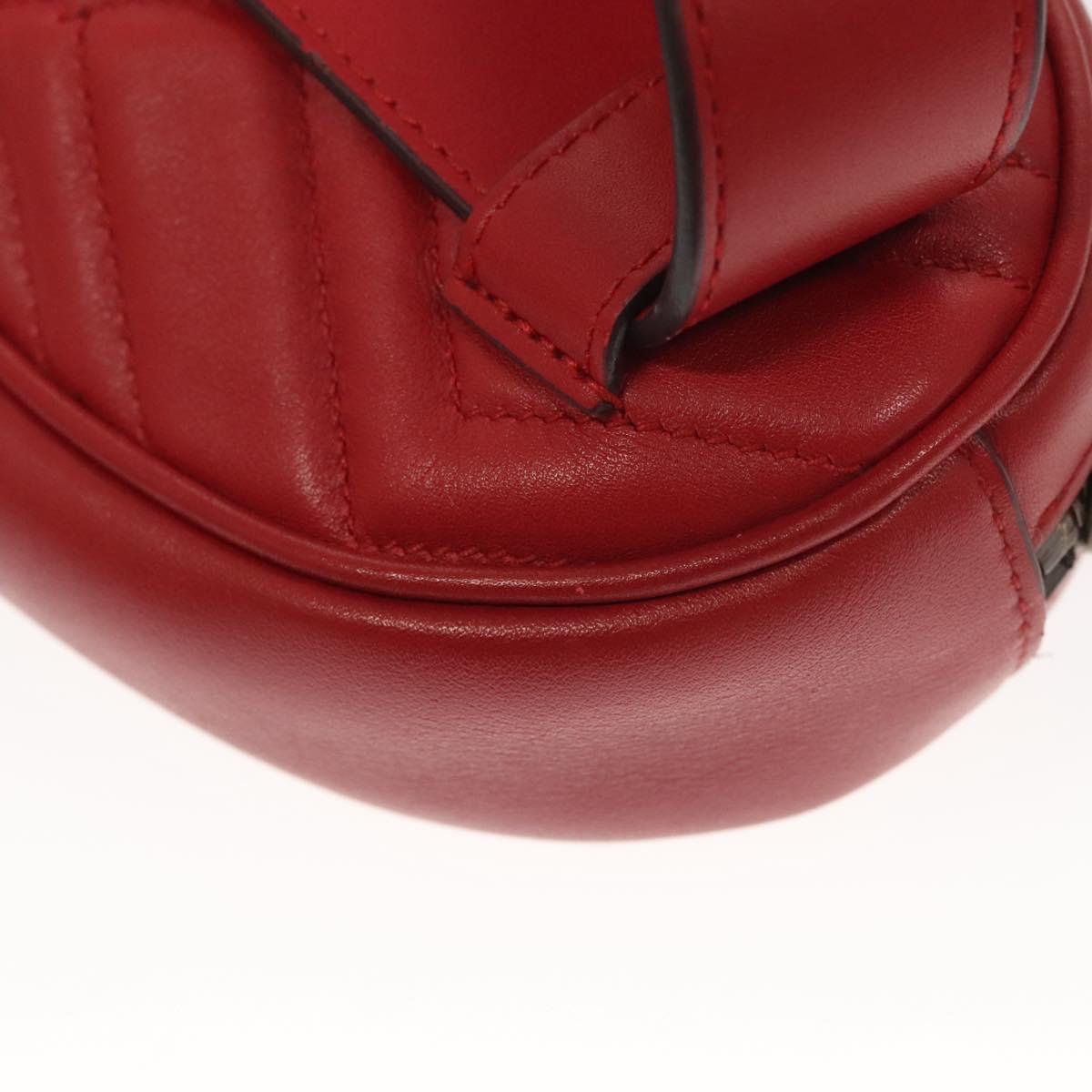 GUCCI GG Marmont Waist Bag Leather Red Gold 476434 Auth BA3650